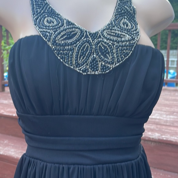 D.B. Studio Size Small Beaded Front Black Dress Flowy Back Zip- Homecoming - Picture 3 of 6